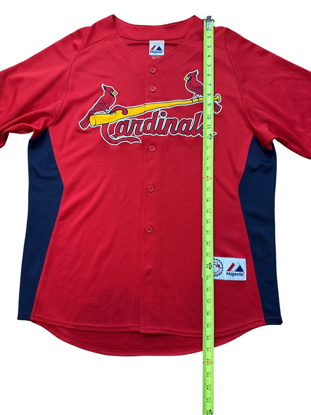 Vintage Majestic St Louis Cardinals Baseball Jersey Men’s Size XL Red & Navy MLB - Picture 6 of 10